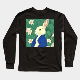 Cute Flowers White Dwarf Rabbit American Cutest Bunny Long Sleeve T-Shirt